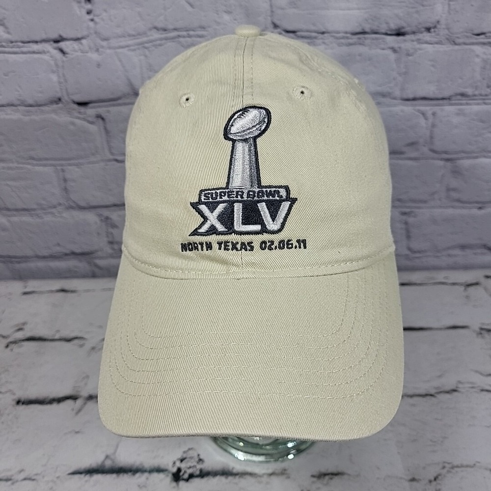 Super Bowl XLV 2011 Hat Mens Tan Strapback Ball Cap NFL Football